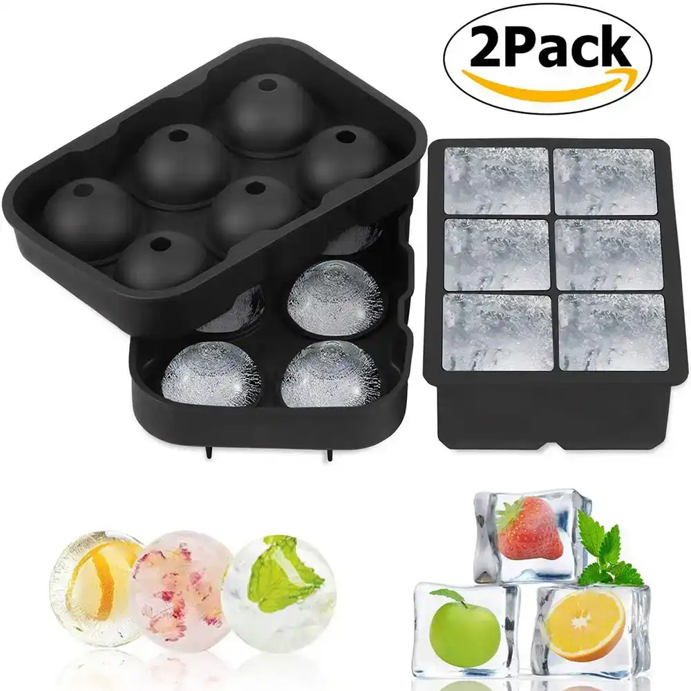 3PCS Ice Hockey Maker 4 Hole Round Ice Cube Ball Box Mold Whisky Cocktail  Mould