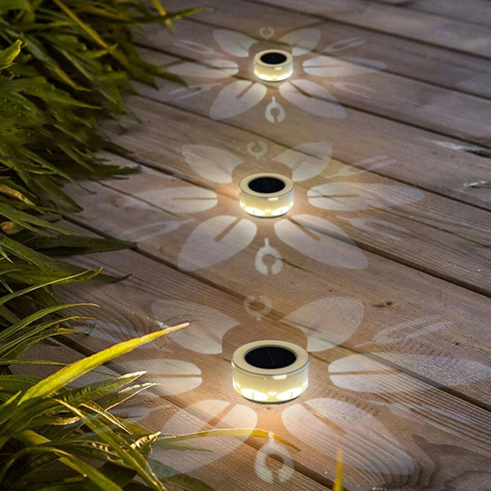 3 Pack LED Solar Outdoor Lights Flower  Garden Landscape Step Porch Wall Lights