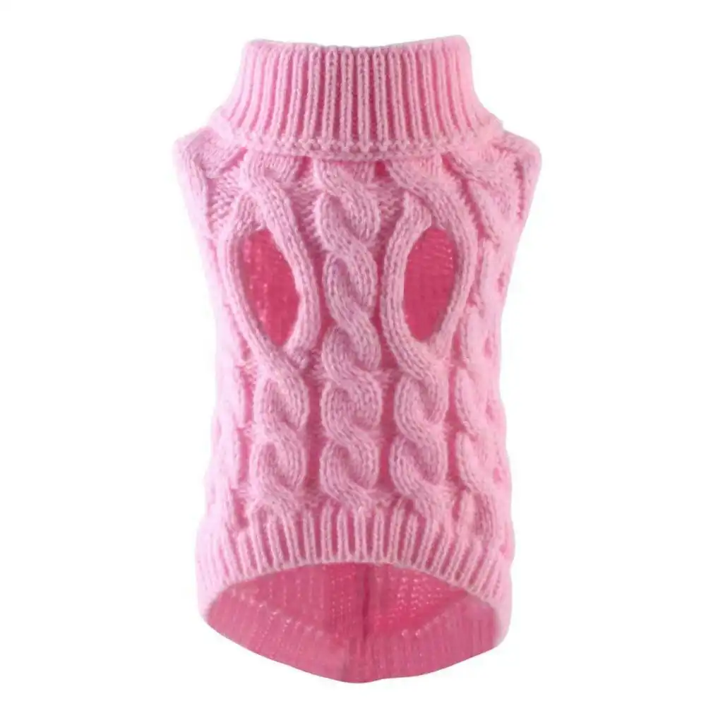 Puppy Sweaters Warm Pet Turtleneck Vest For Small Medium Dogs Cats-Pink