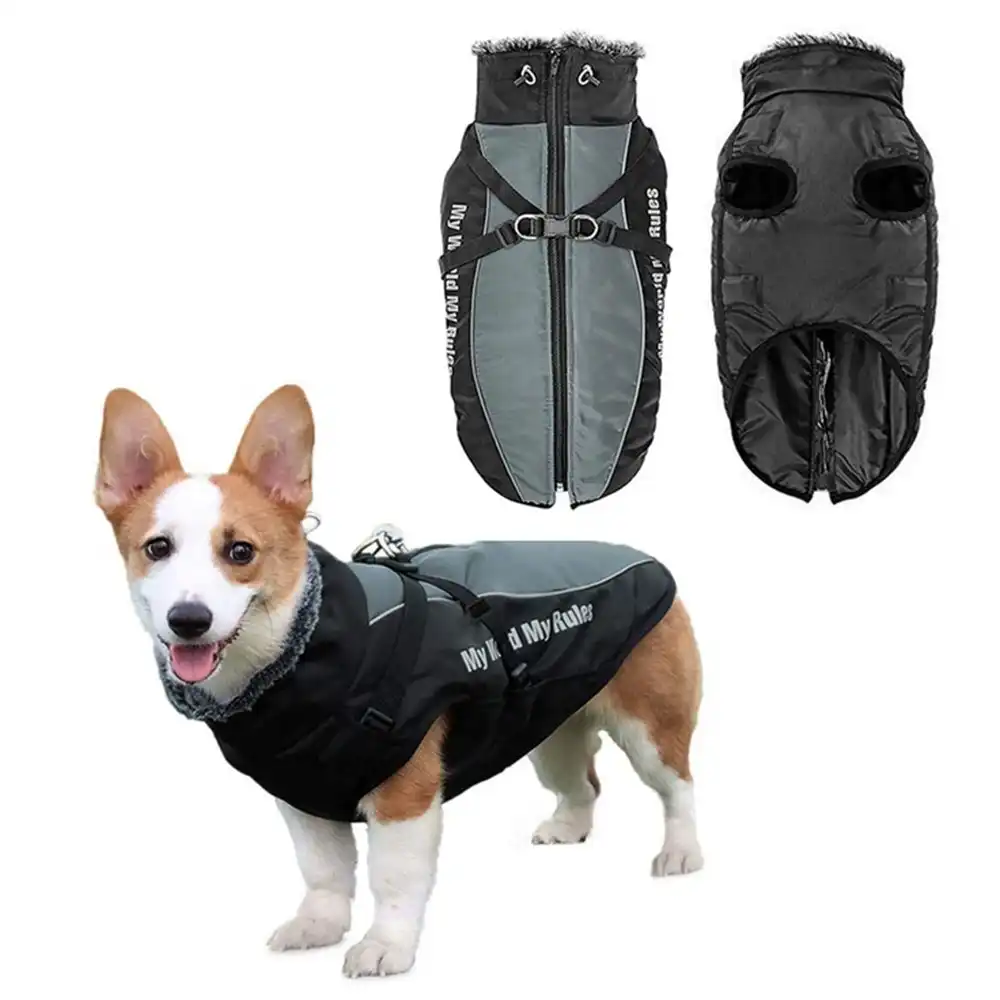 Dog Winter Coat Waterproof Windproof Dog Jacket with Harness