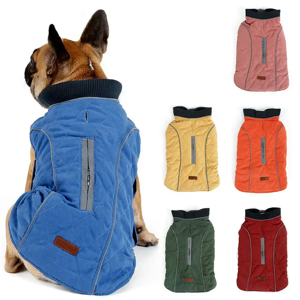 Reflective Dog Jacket Dog Coat Warm Padded Puffer Vest Puppy Jacket with Fleece