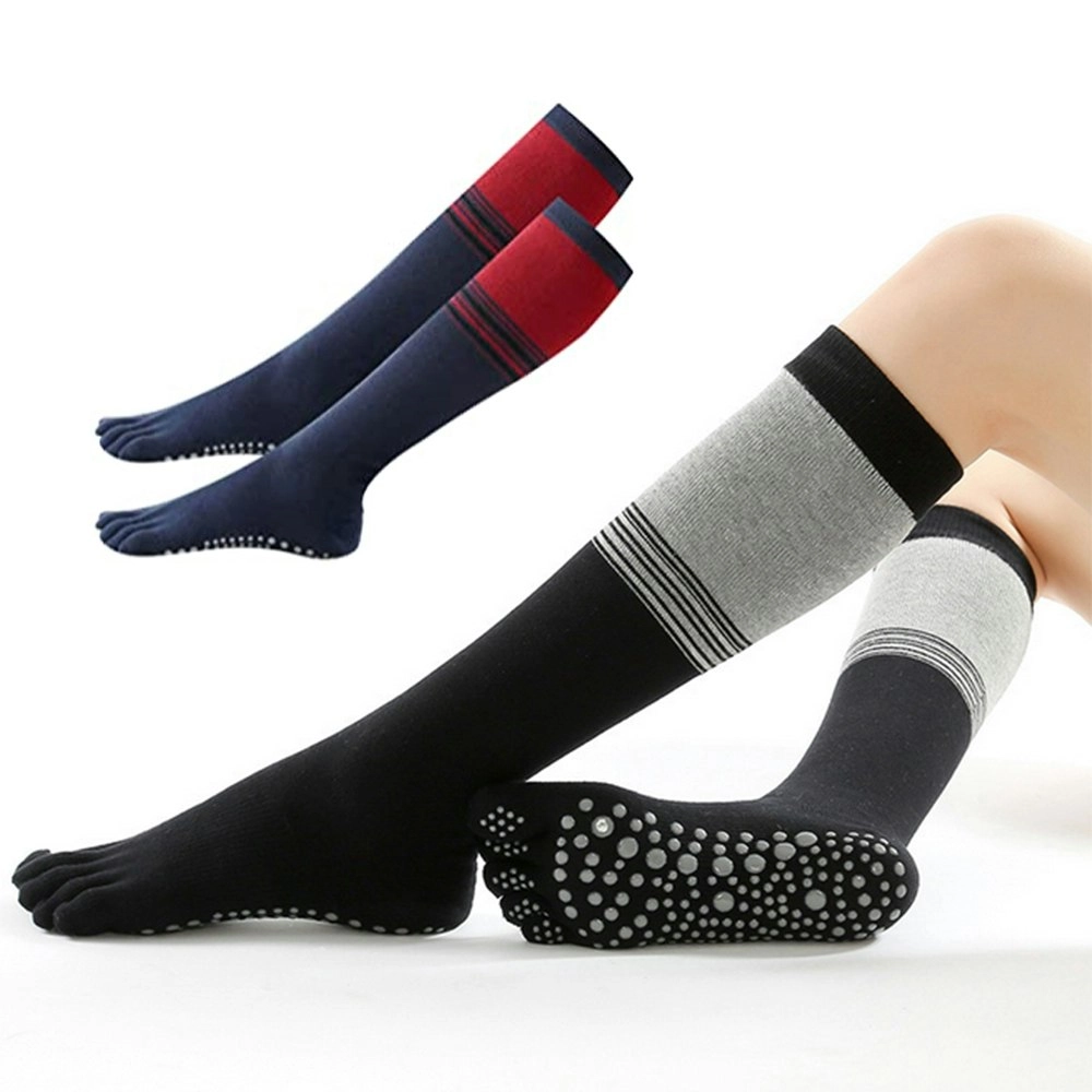 2 Pairs Non Skid yoga socks Thigh Pilates Ballet Dance Five Toes Long Calf Socks