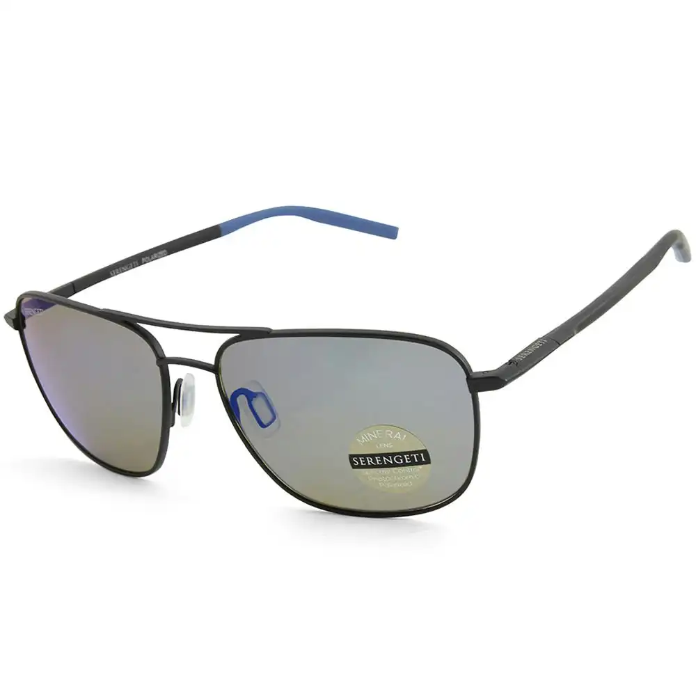 Serengeti Spello Matte Black/555nm Blue Polarised Unisex Sunglasses 8797