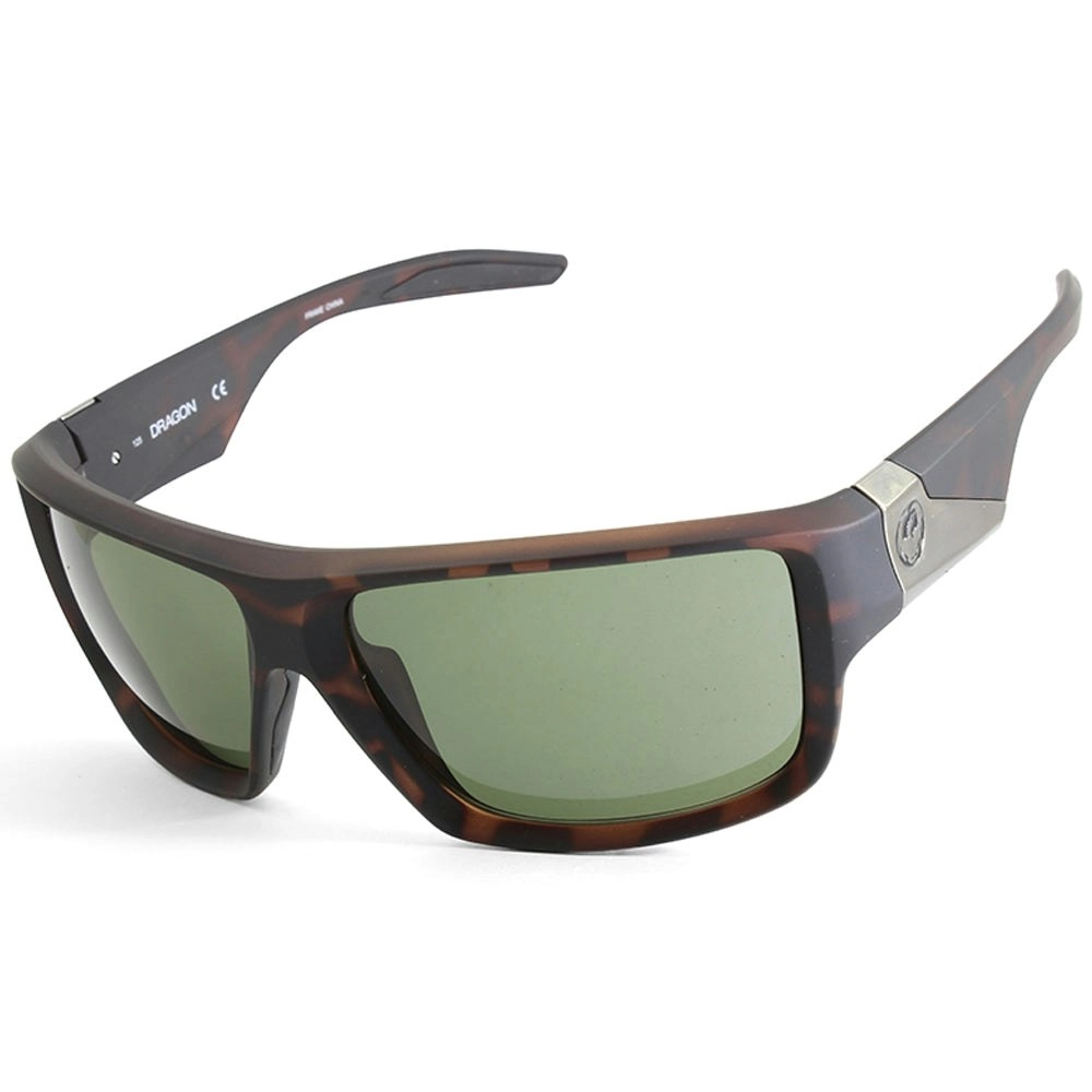 Dragon Deadlock Matte Tortoise/Green G15 Men's Rectangular Sports Sunglasses