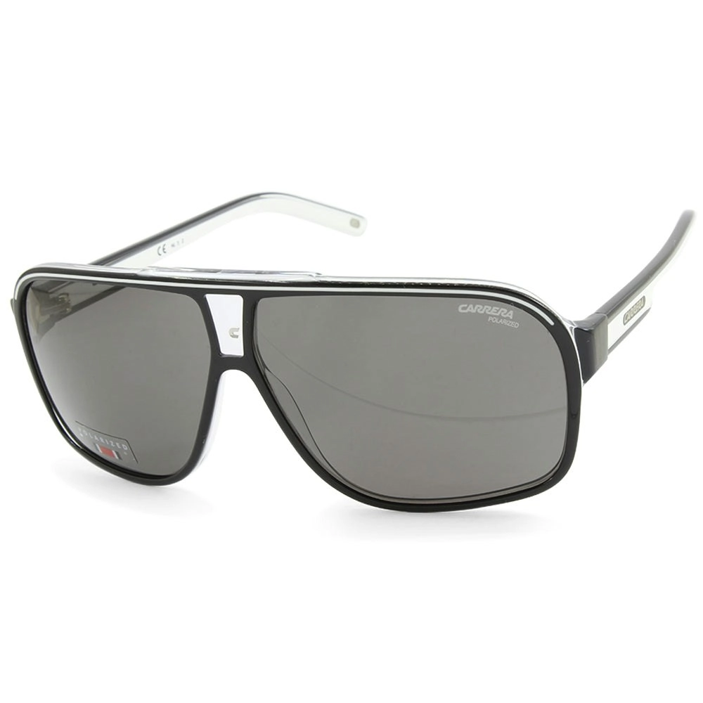 Carrera Grand Prix 2 Black White on Clear/Grey Polarised Sunglasses 7C5/M9