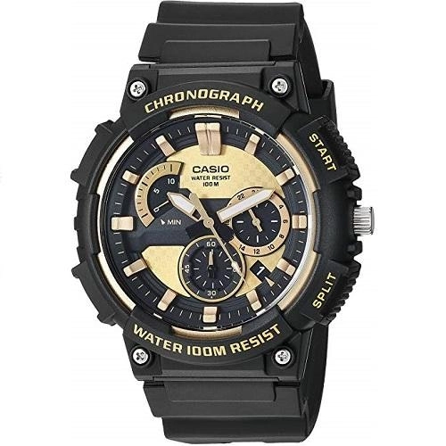 Casio Black/Gold Analog Chronograph Men's 100m Sports Watch MCW-200H-9A