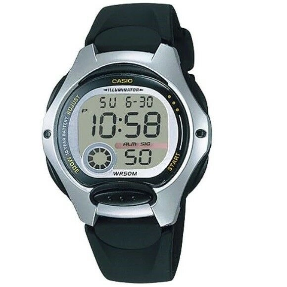 Casio LW-200-1A Silver Black Women's or Kid's 50m Digital Sports Watch