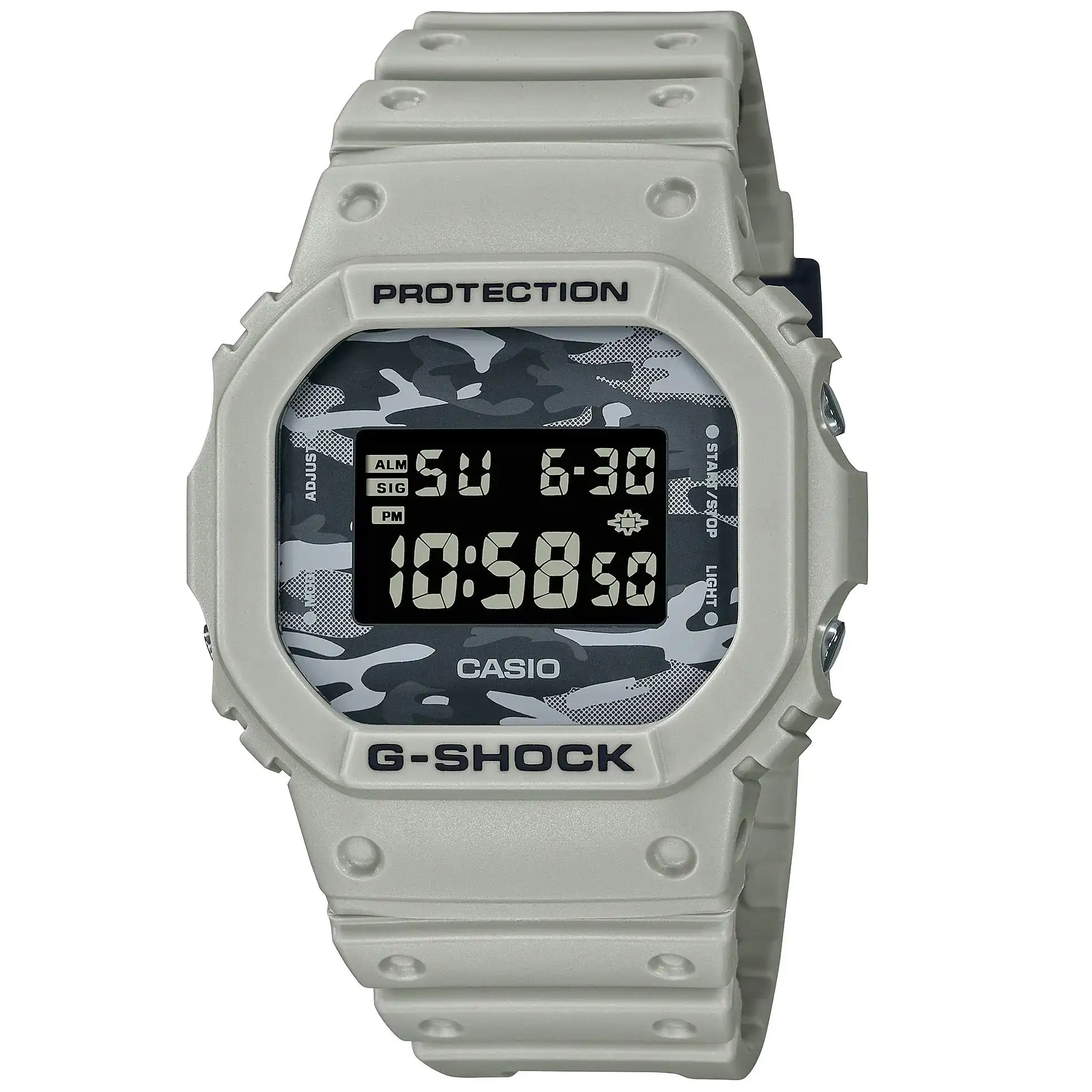 G-Shock Light Grey Camo Reverse LCD Boys/Men's Digital Sports Watch DW-5600CA-8