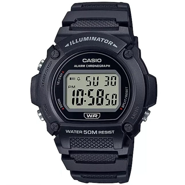 Casio W-219H-1A Black 50m Basic Unisex Digital Casual Watch