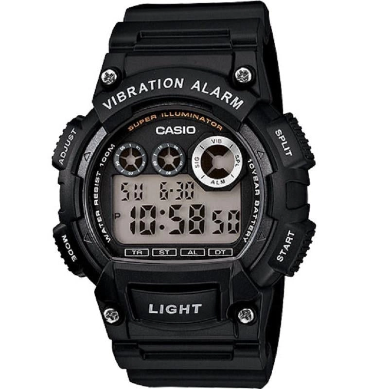 Casio W-735H-1A Black Men's 100m Multi-function Vibration Alarm Digital Watch