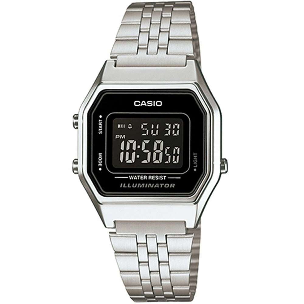 Casio LA680WA-1B Silver Black Dial Women's Stainless Steel Digital Watch