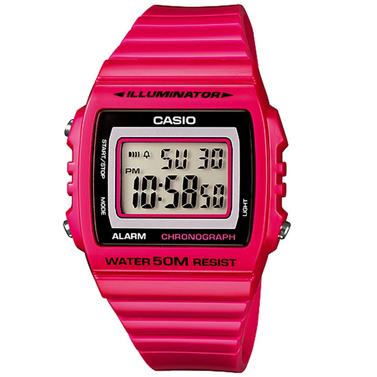 Casio W-215H-4A Shiny Pink 50m Women's Multi-function Digital Watch