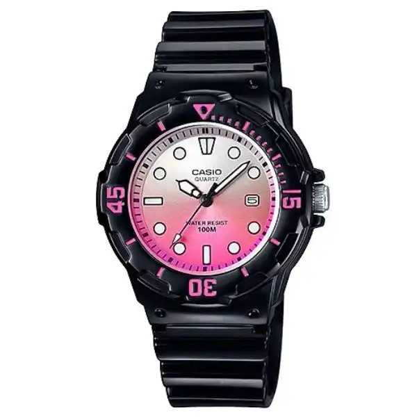 Casio LRW-200H-4E Black with Pink Dial Women's 100m Analog Sports Watch