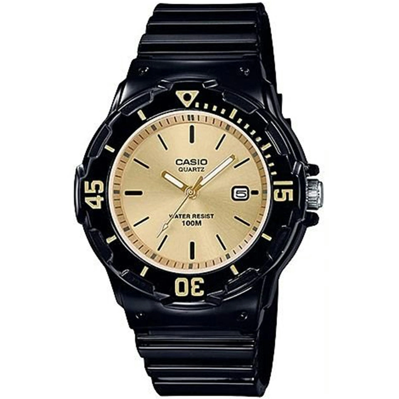 Casio LRW-200H-9E Gold Dial Black Women's 100m Analog Sports Watch