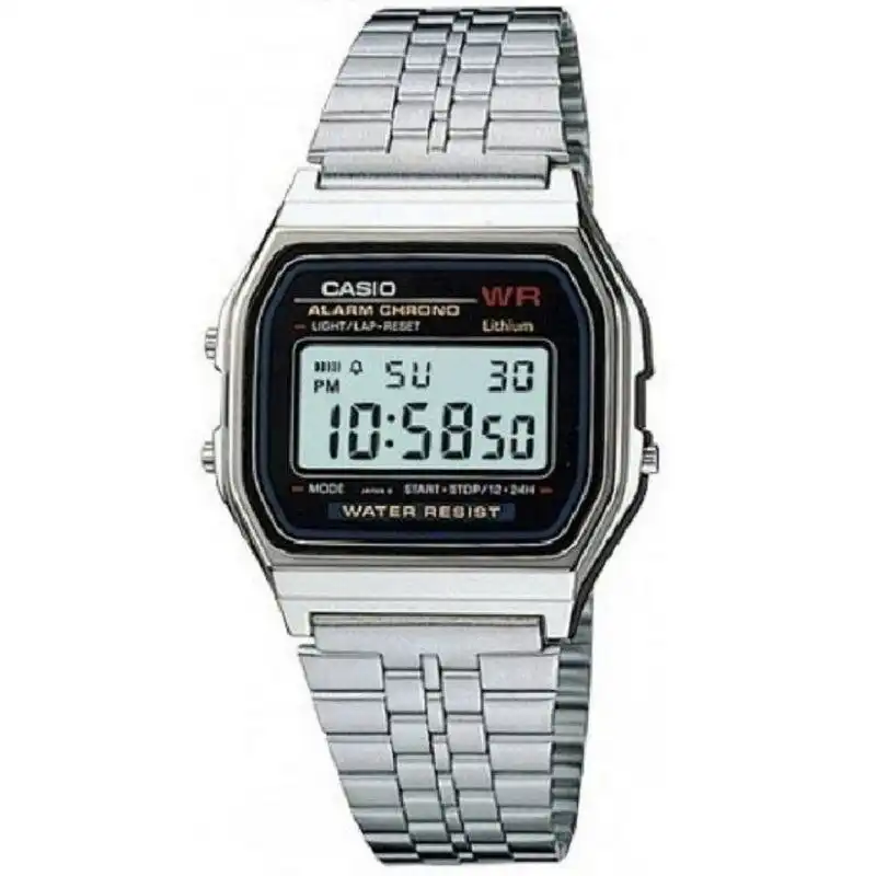 Casio A159WA-N1 Silver Retro Stainless Steel Digital Unisex Watch (Made in Japan)