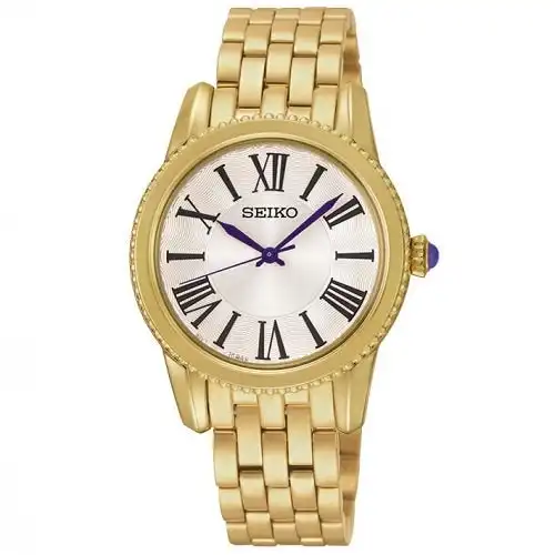 Seiko Neo Classic SRZ440 P1 Gold/White Dial Women's Quartz Analog Watch