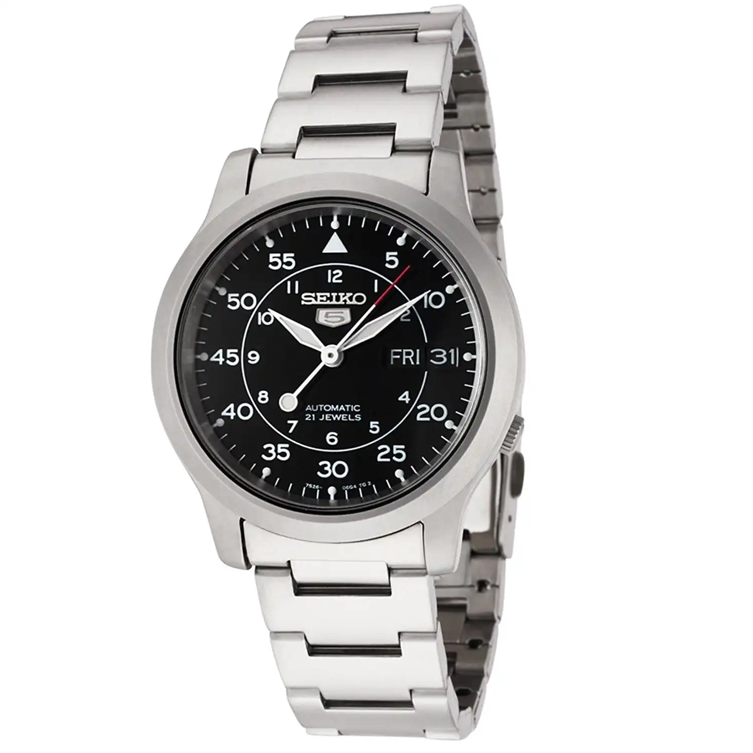 Seiko 5 SNK809 K1 Silver Stainless Steel Black Dial Automatic