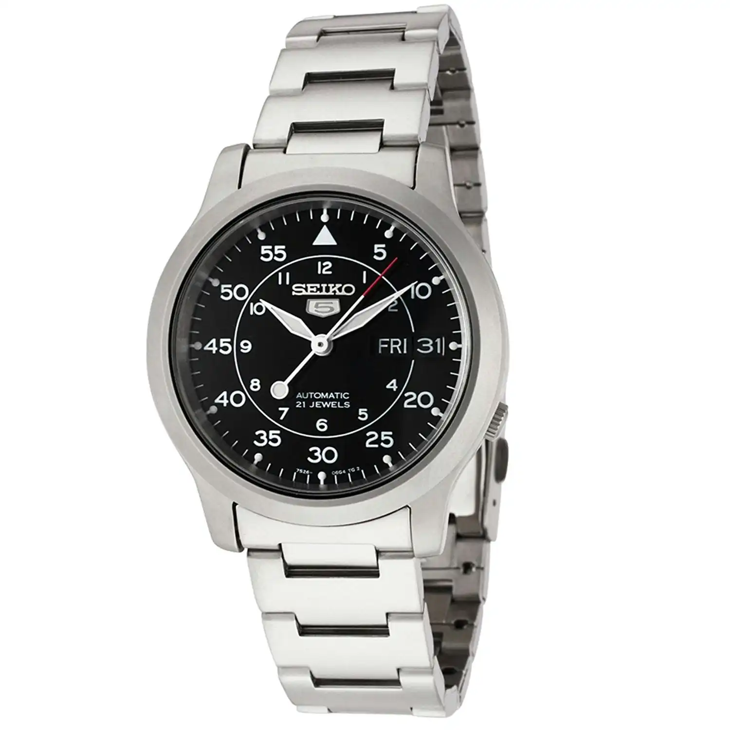 Seiko 5 SNK809 K1 Silver Stainless Steel Black Dial Automatic Men's Watch