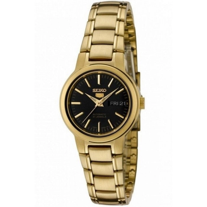 Seiko 5 SYMK22 K1 Gold with Black Dial Women's Automatic Analog Watch