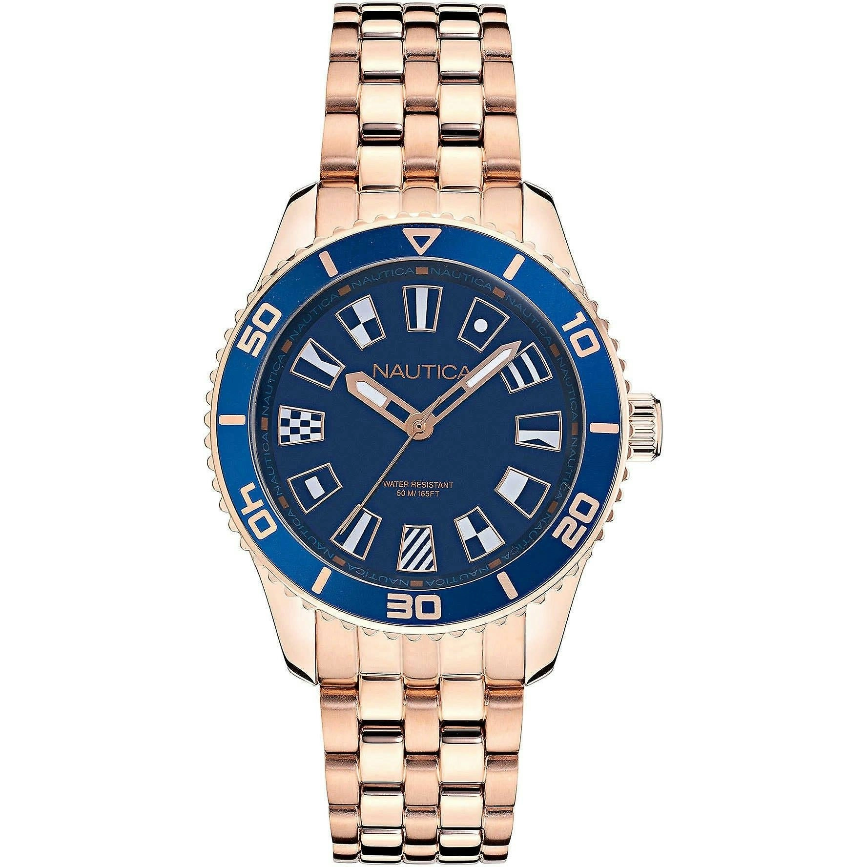 Nautica Pacific Beach Blue Dial Rose Gold Women's Midsize Dress Watch NAPPBS027