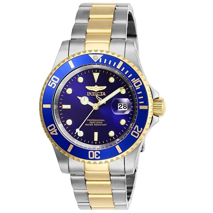 Invicta Pro Diver Silver Gold Blue Men's 100m Stainless Steel Quartz Watch 26972