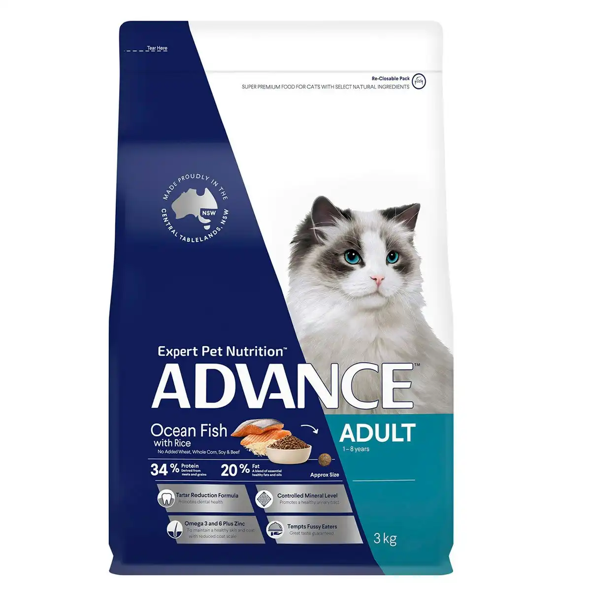 ADVANCE Adult Cat Ocean Fish with Rice Dry Cat Food 3 Kg