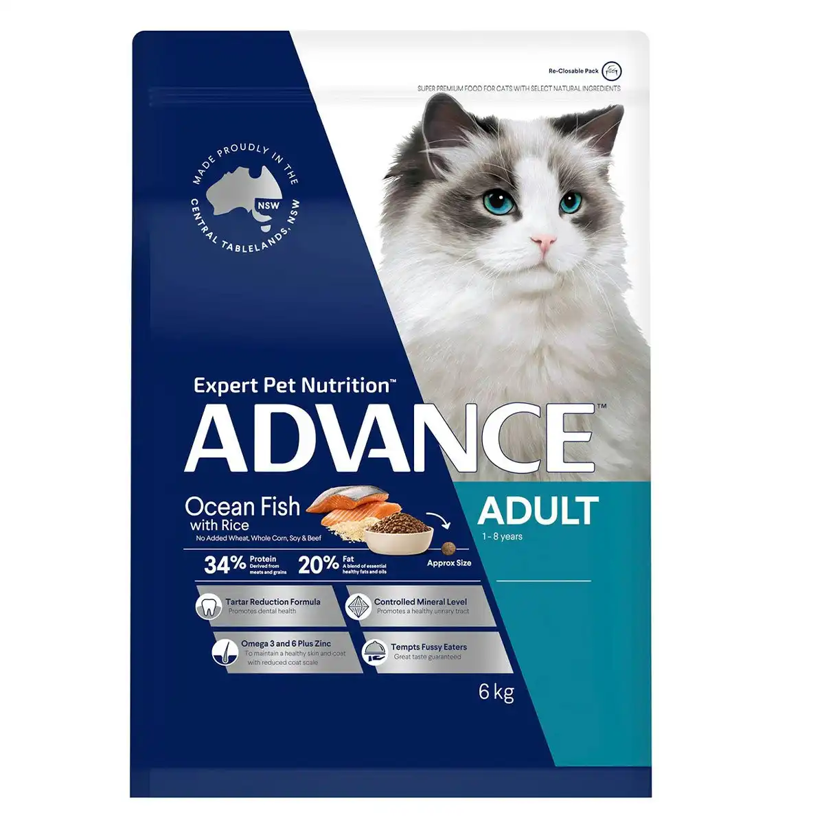 ADVANCE Adult Cat Ocean Fish with Rice Dry Cat Food 6 Kg