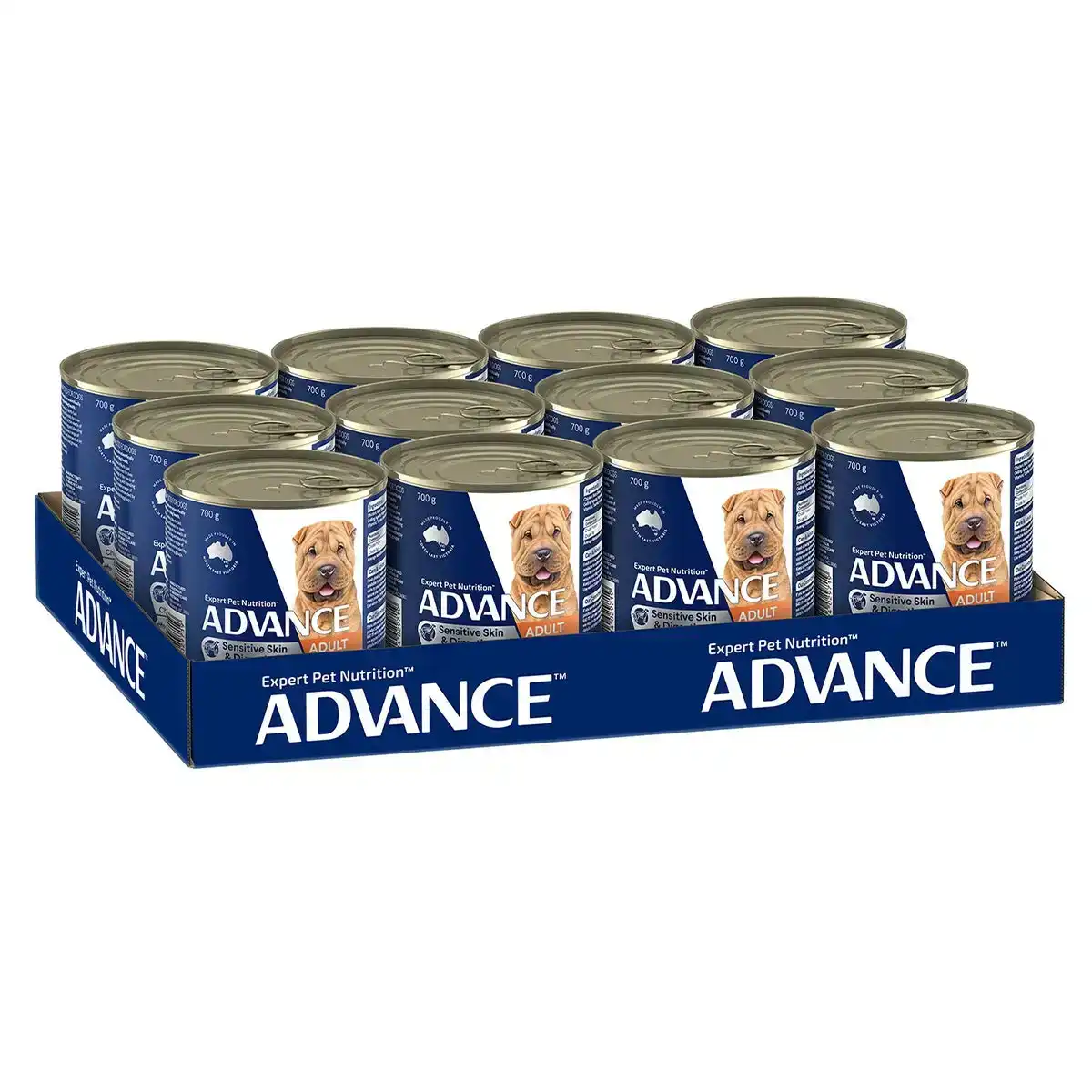 ADVANCE Sensitive Skin and Digestion Adult All Breed Chicken with Rice Cans Wet Dog Food (700G*12) 1 Pack