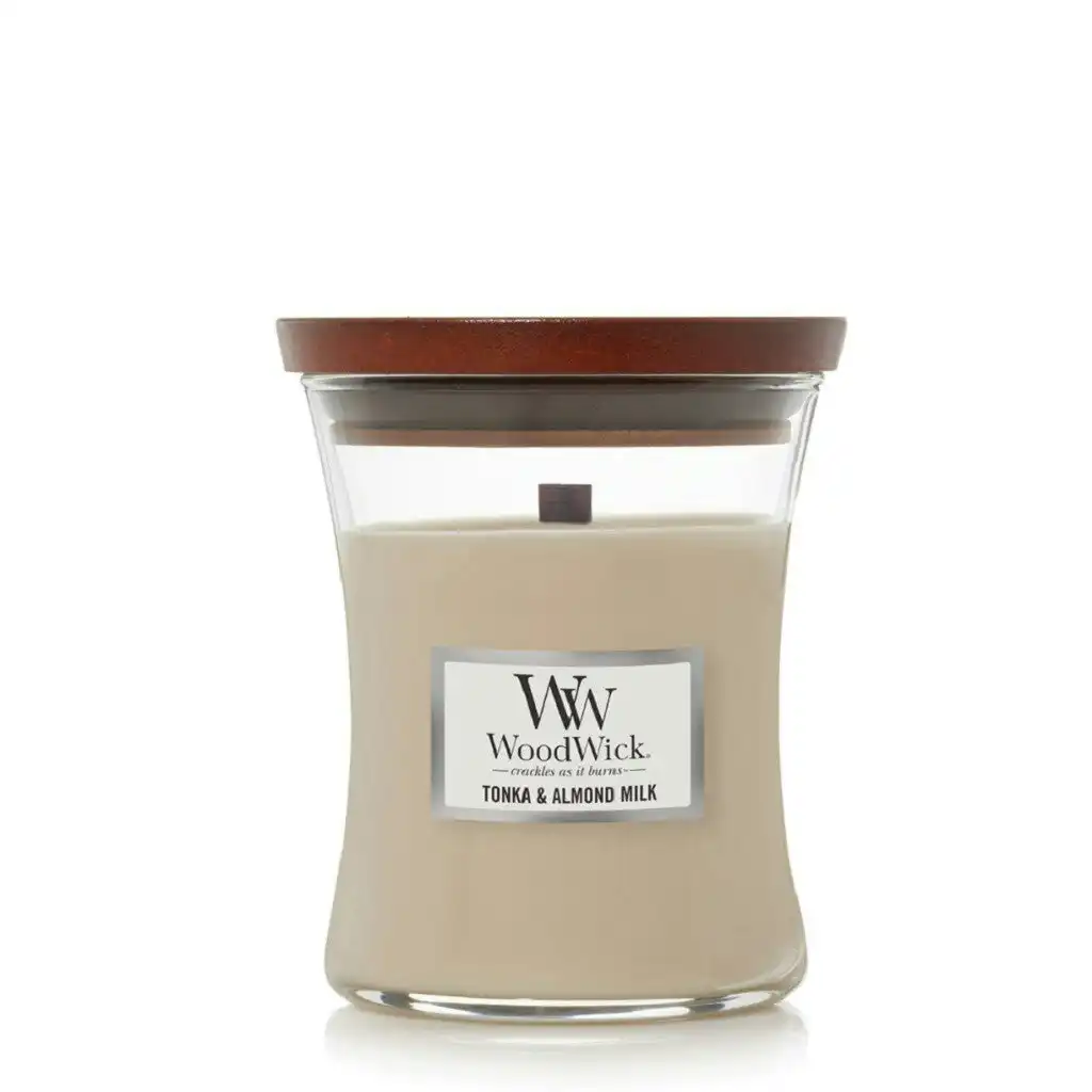 WoodWick Candle Medium 275g - Tonka & Almond Milk