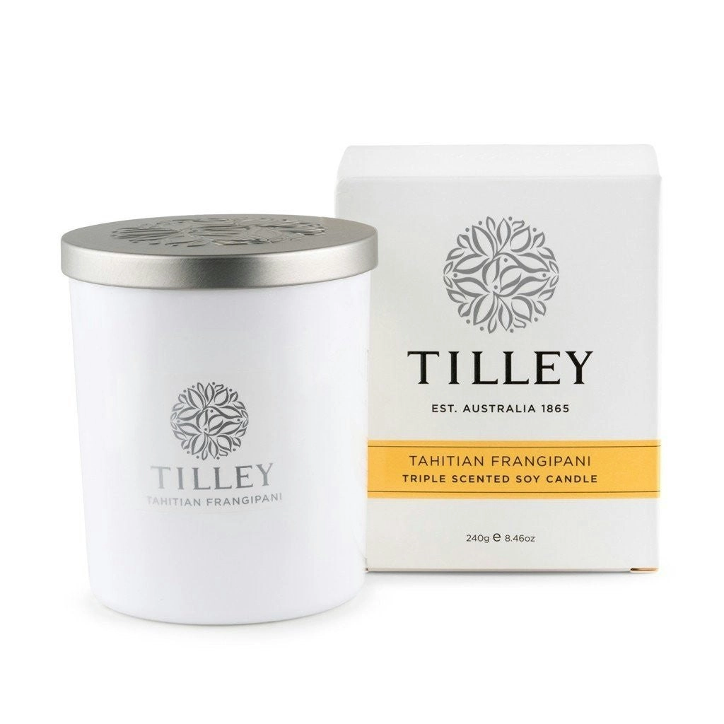 Tilley Classic White - Soy Candle 240g - Tahitian Frangipani