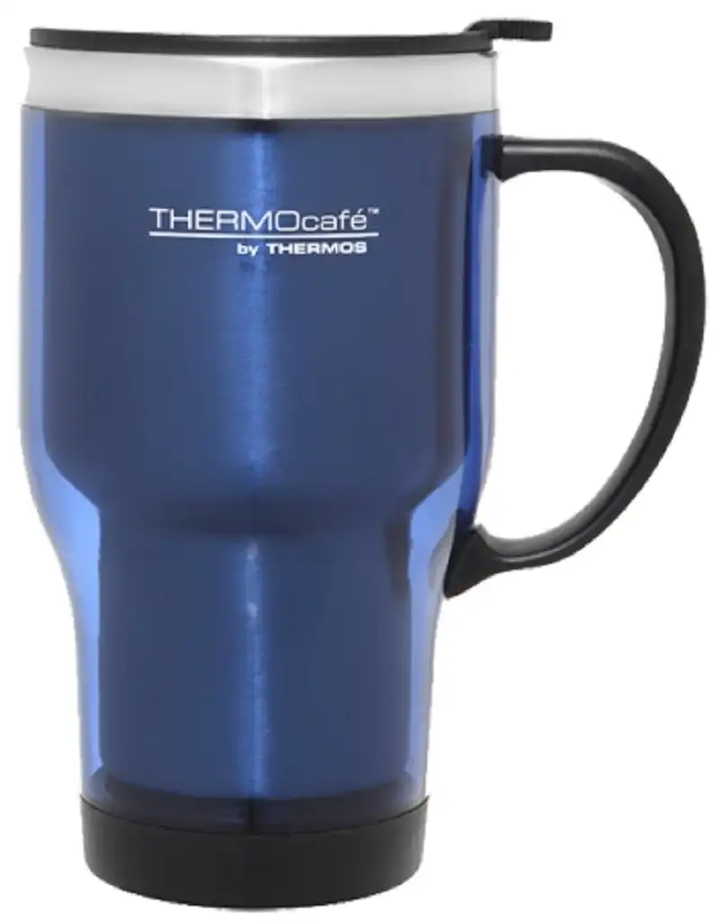 Thermos Thermocafe Travel Mug Stainless Steel Inner Plastic Outer 470ml - Blue