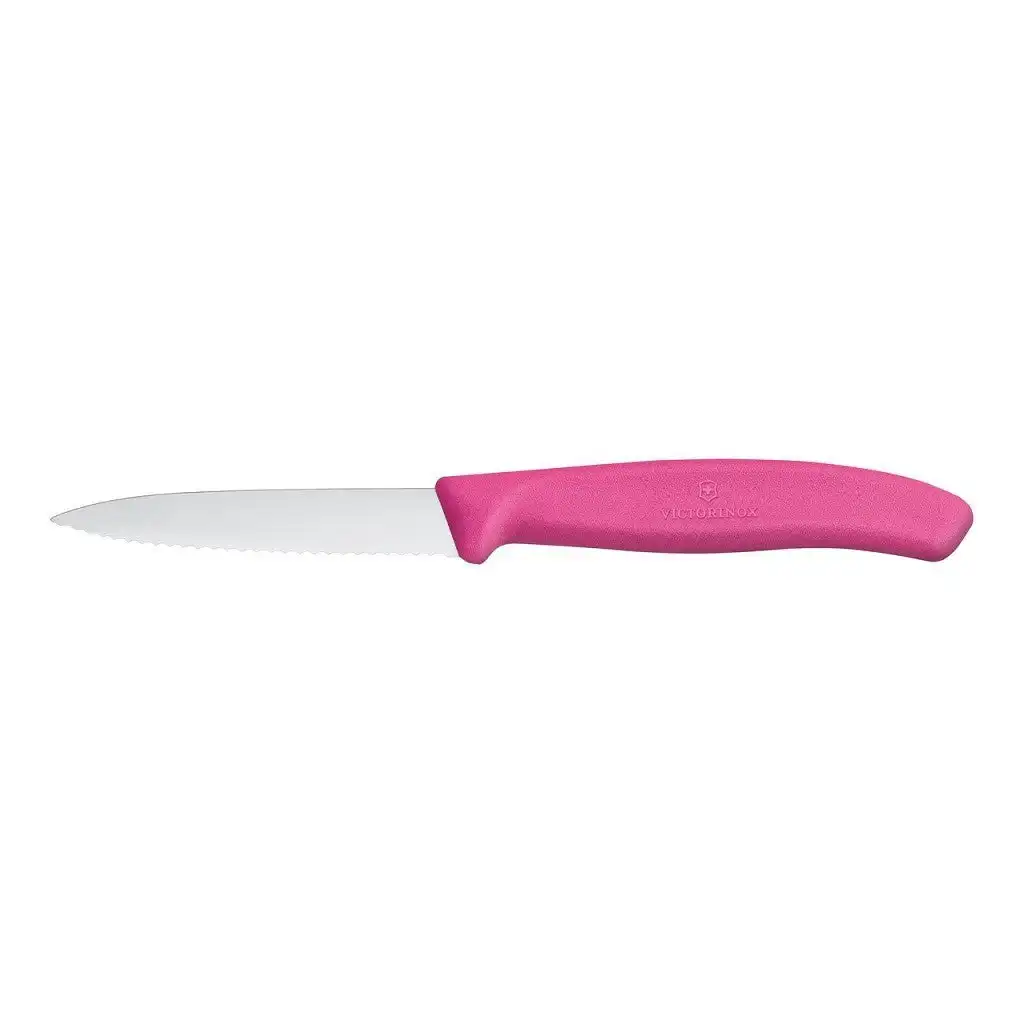 Victorinox Paring Knife Pointed Tip Wavy 8cm - Pink