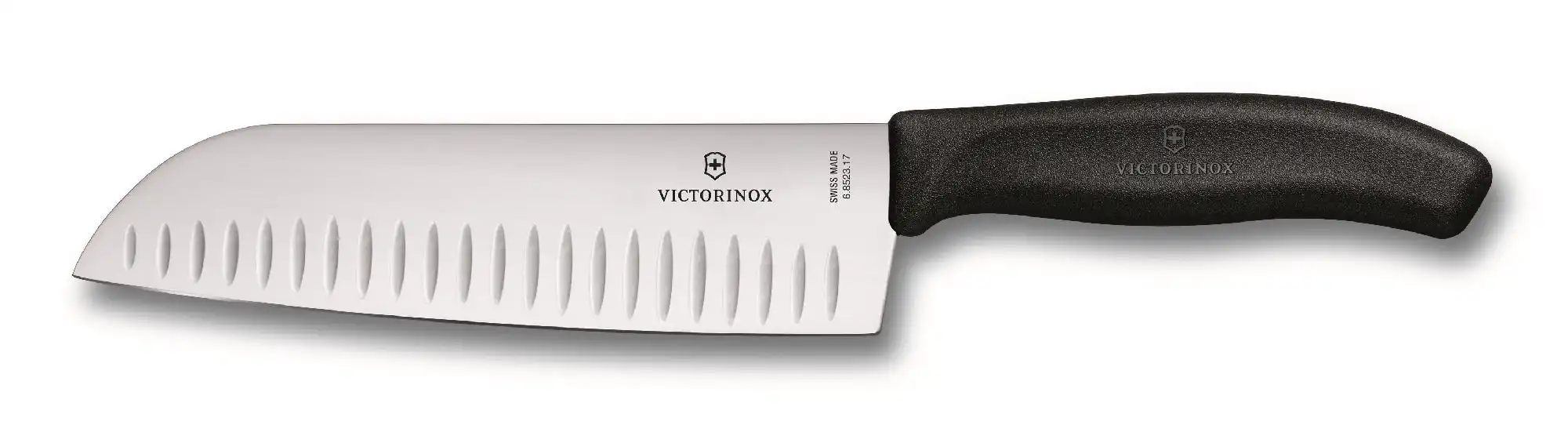 Victorinox Santoku Knife Fluted Wide Blade 17cm - Black