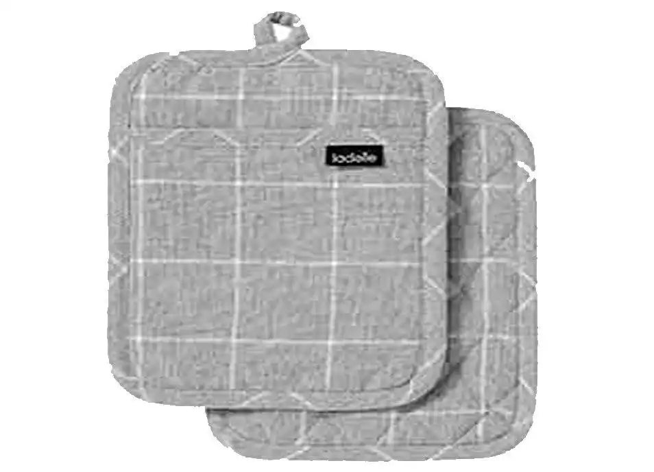 Ladelle Eco Check Grey 2pk Pot Holder