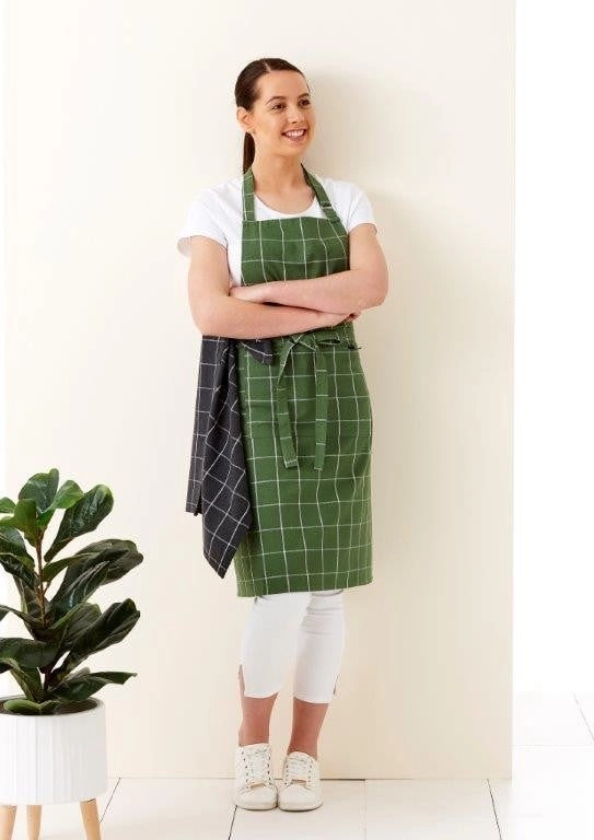 Ladelle Eco Check Green Apron