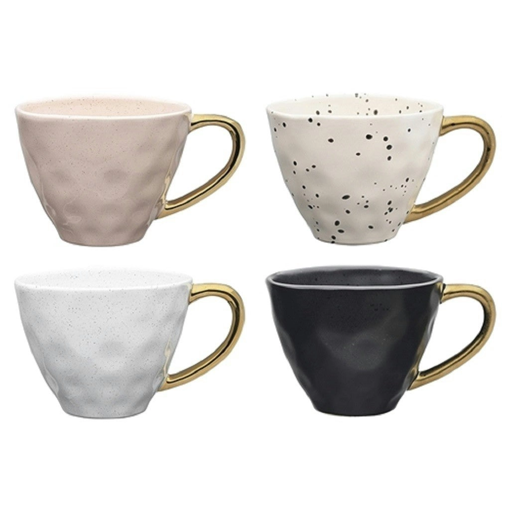 Ecology Speckle Gold Handled Mugs 380ml Set Of 4