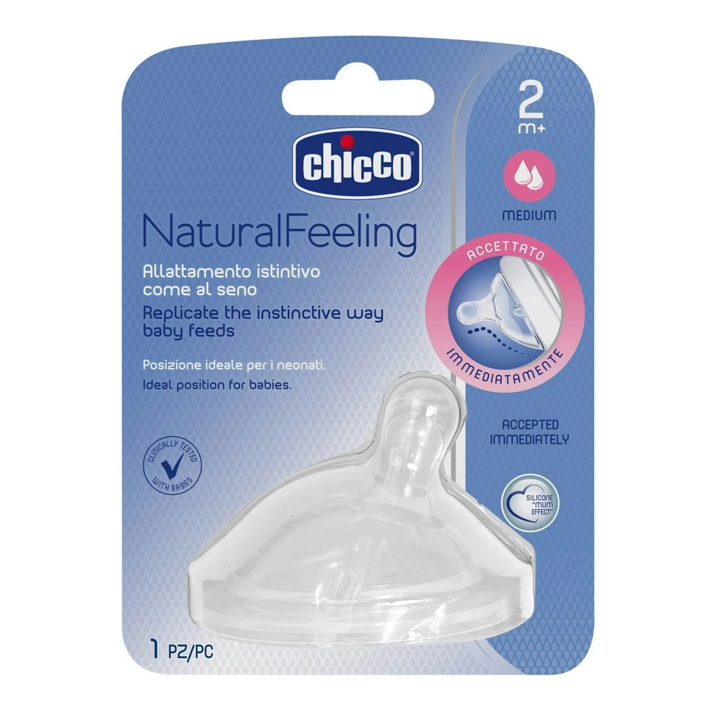 Chicco Teat: Natural Feeling - 2M+ Med Flow 1 Pack