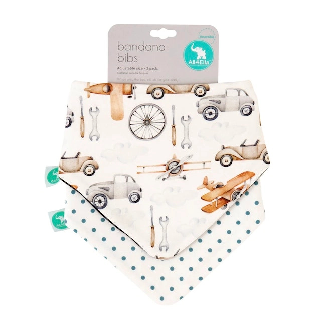 All4Ella Bandana Bibs 2 Pack Vehicle