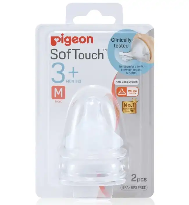 PIGEON Softouch Peristaltic Plus Teat M 3 months plus 2pcs