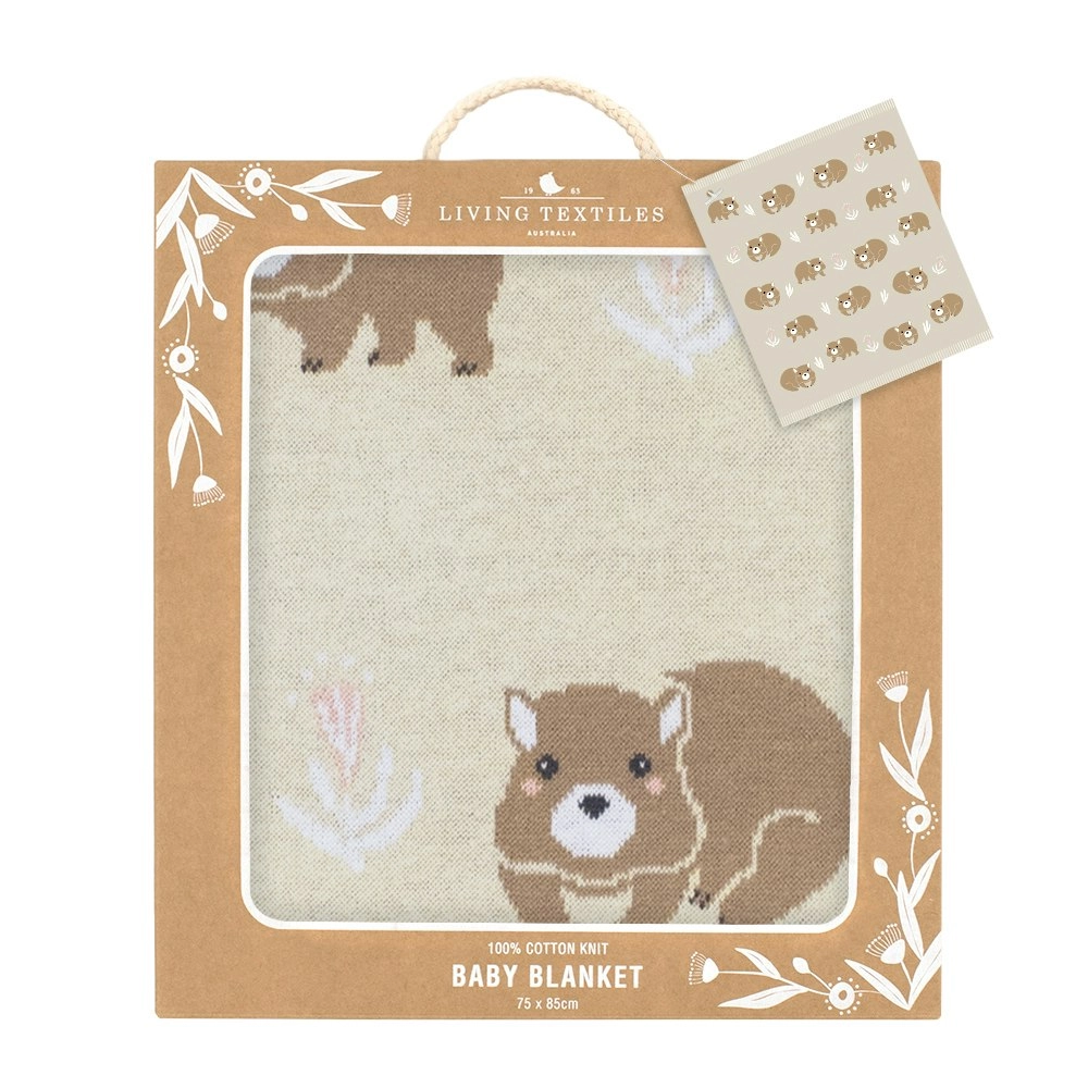 Living Textiles Baby Blanket Wombat/Beige