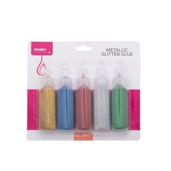 Makr Glitter Glue, Metallic- 5pk