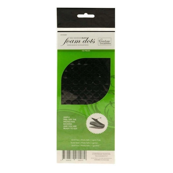 Couture Creations Adhesive 3D Foam, Black- Dots (152pcs)