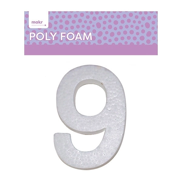 Makr Polyfoam, Large Numeral 9- 15cm White