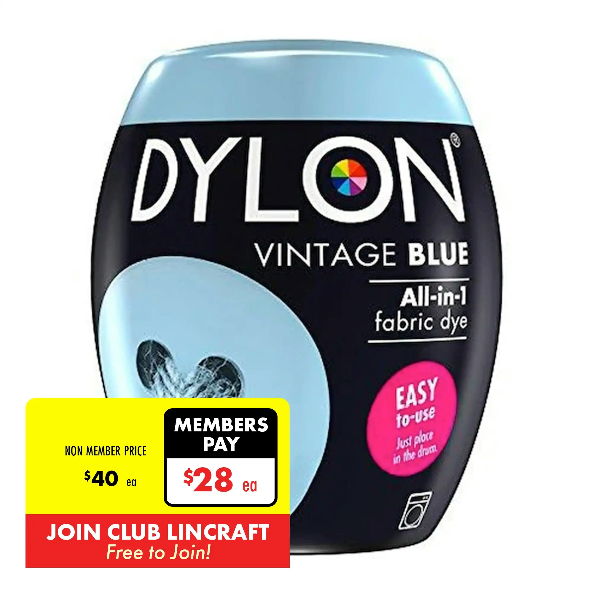 Dylon Fabric Dye, Vintage Blue- 350g