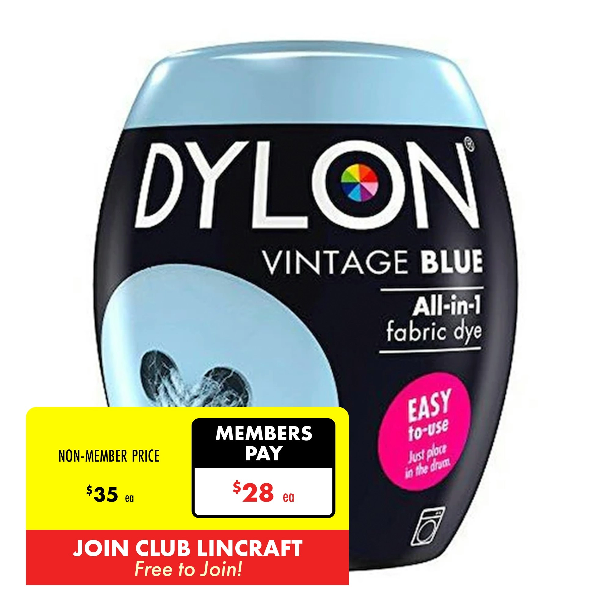 Dylon Fabric Dye, Vintage Blue- 350g