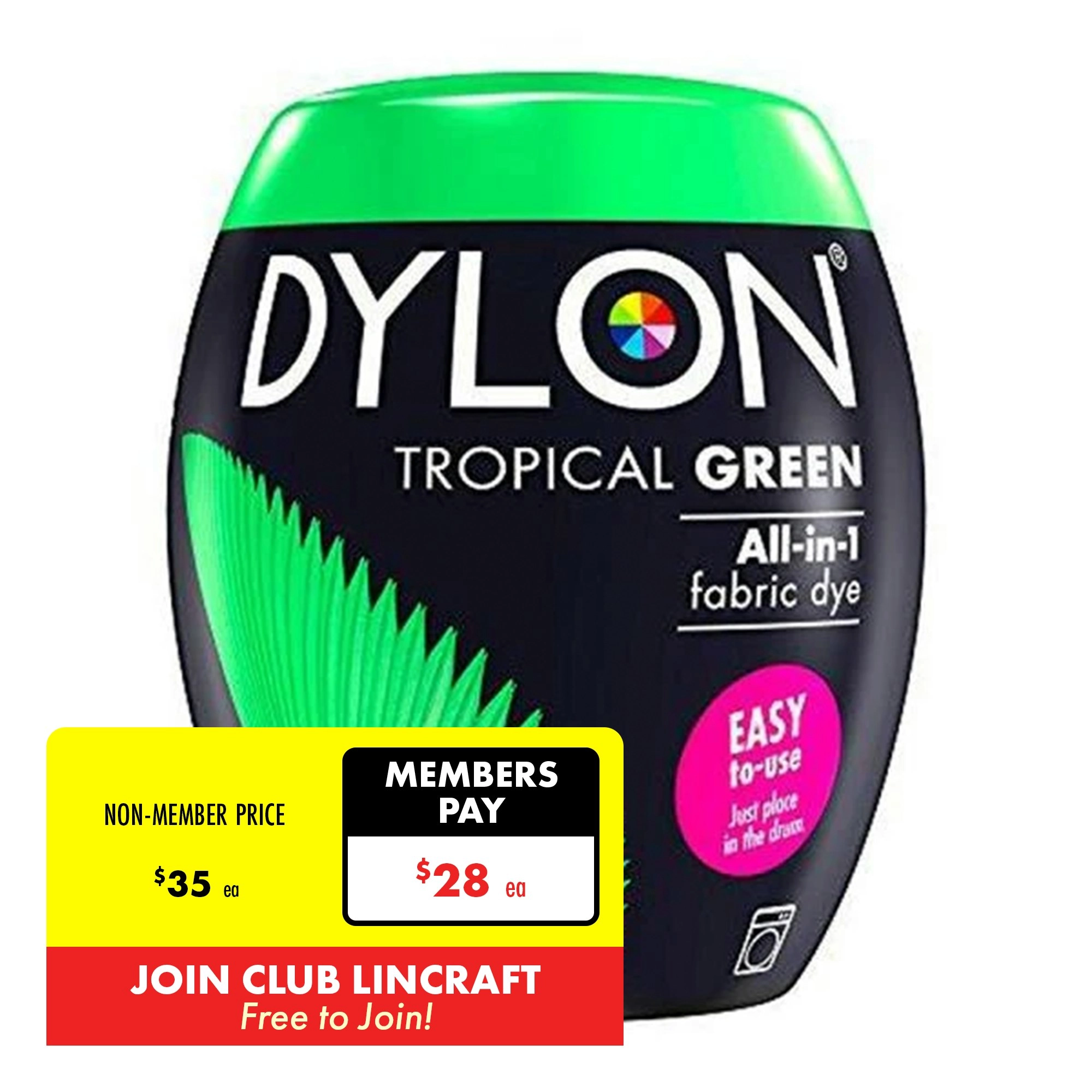 Dylon Fabric Dye, Tropical Green- 350g