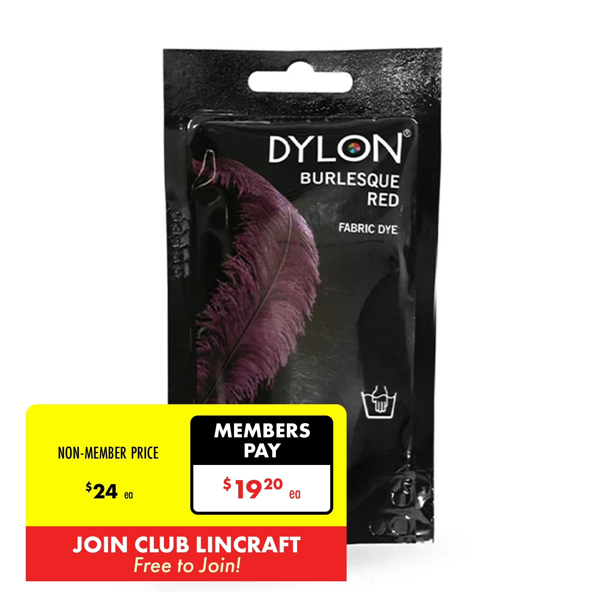 Dylon Hand Fabric Dye, Burlesque Red/Plum Red- 50g