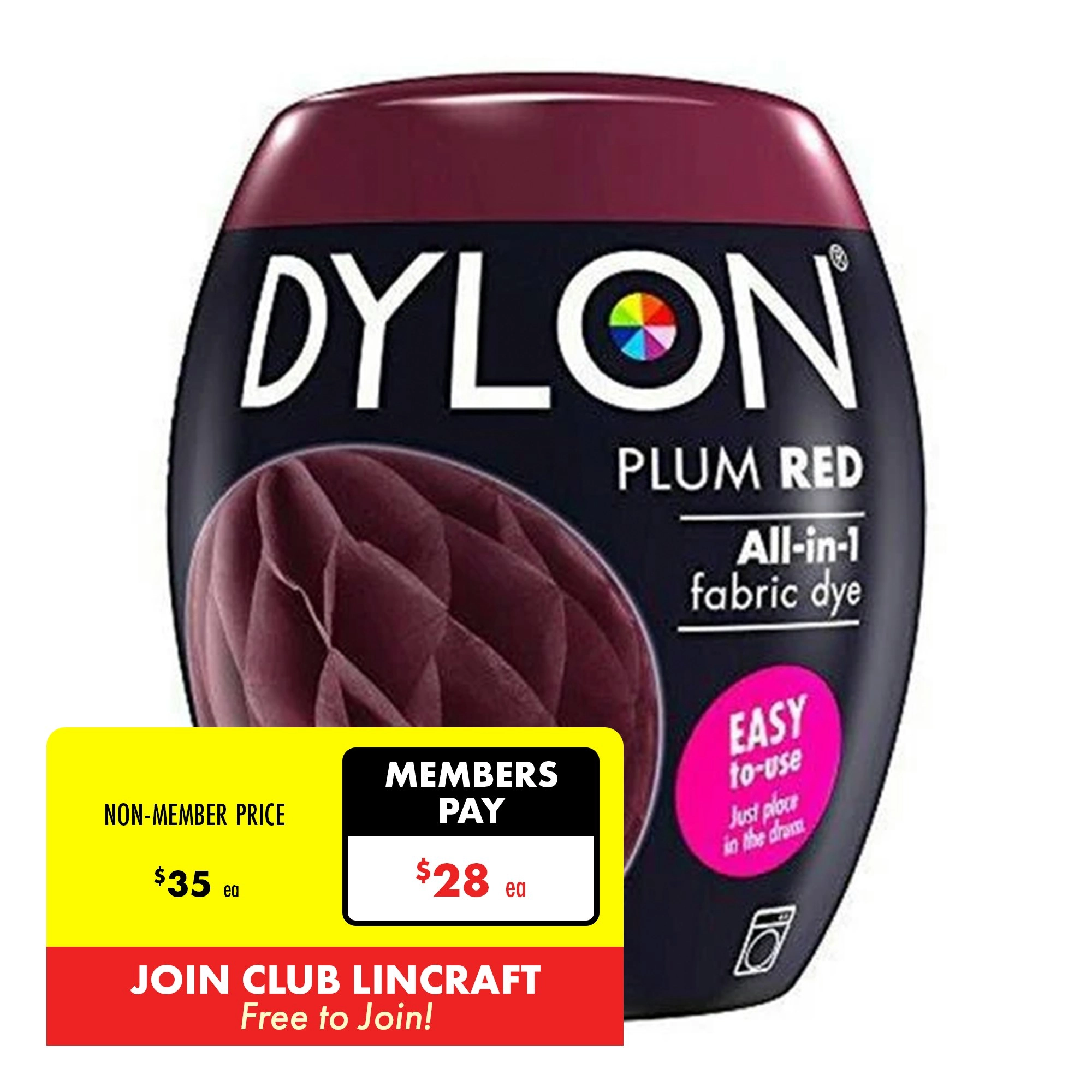 Dylon Fabric Dye, Plum Red- 350g