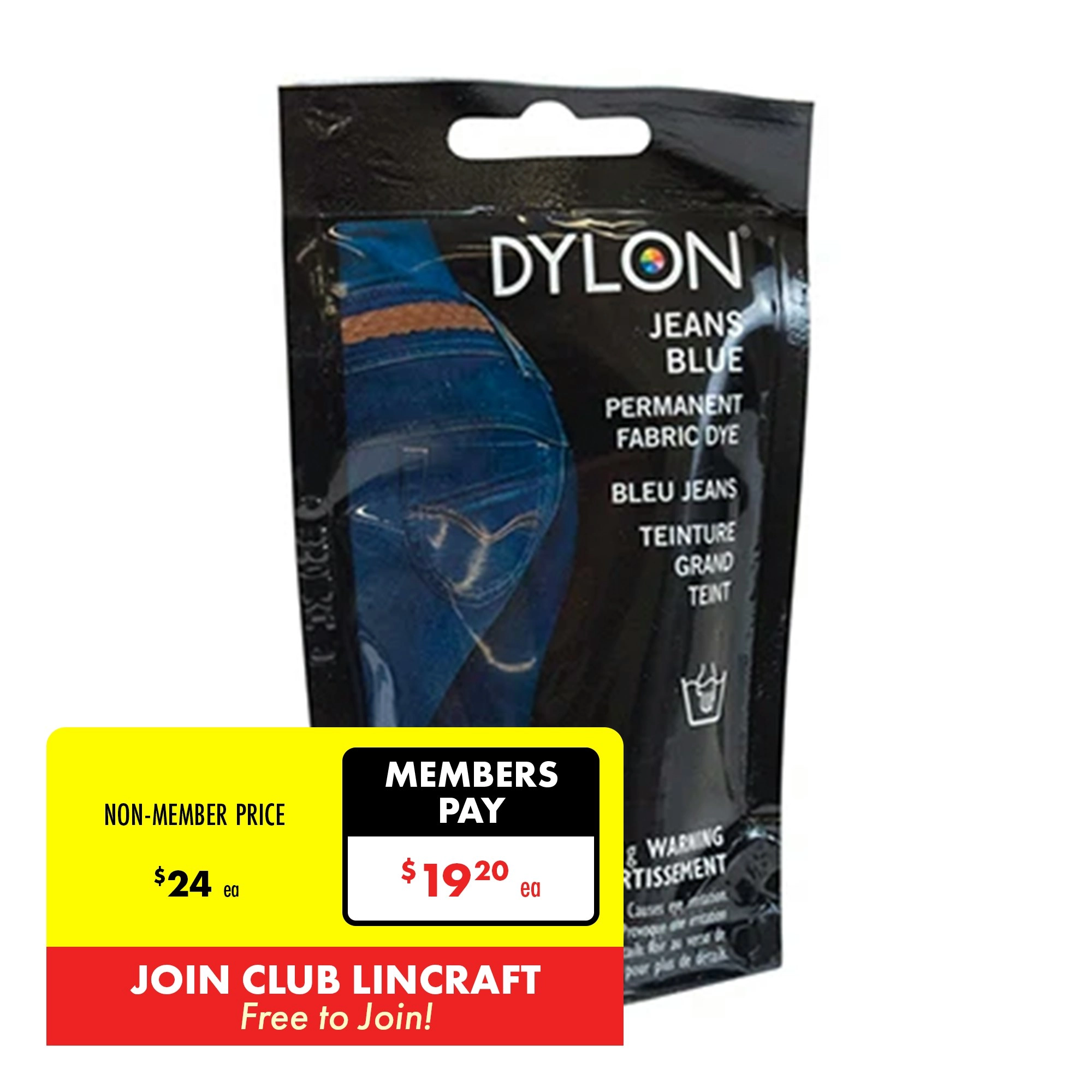 Dylon Hand Fabric Dye, Jeans Blue- 50g