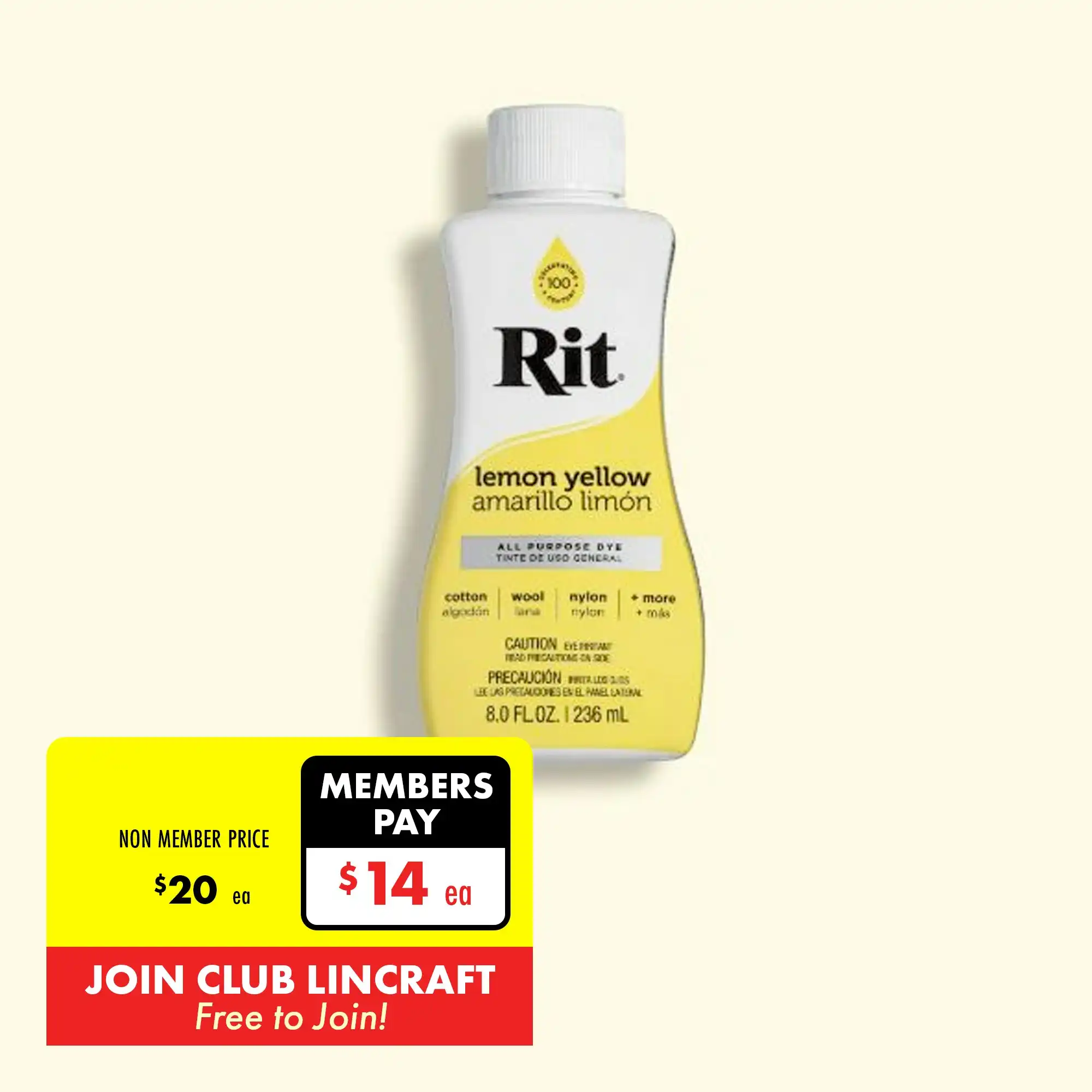 Rit Dye Liquid, Lemon Yellow- 235ml